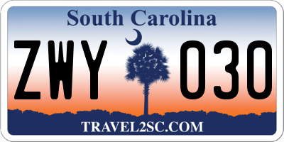 SC license plate ZWY030
