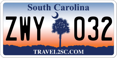 SC license plate ZWY032