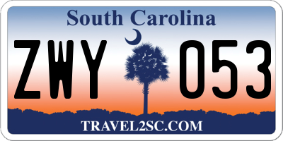 SC license plate ZWY053