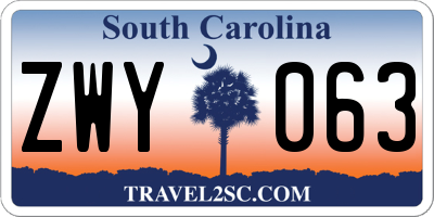 SC license plate ZWY063