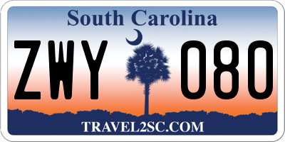 SC license plate ZWY080