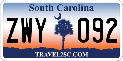 SC license plate ZWY092