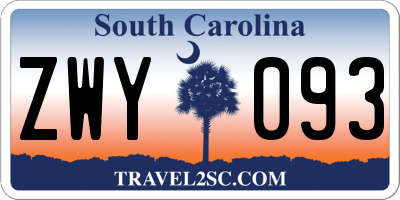 SC license plate ZWY093