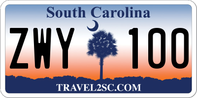 SC license plate ZWY100