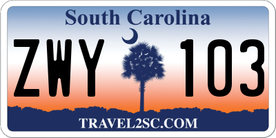 SC license plate ZWY103