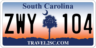 SC license plate ZWY104