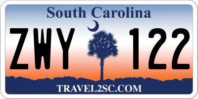 SC license plate ZWY122