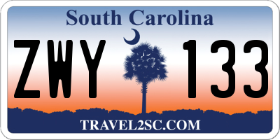 SC license plate ZWY133