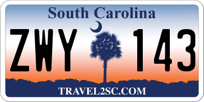SC license plate ZWY143