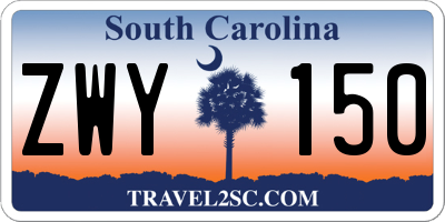 SC license plate ZWY150