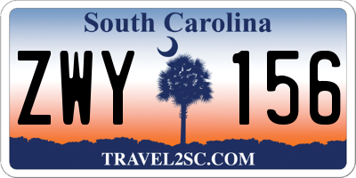 SC license plate ZWY156