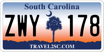 SC license plate ZWY178