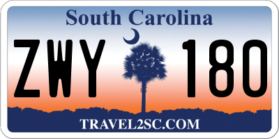 SC license plate ZWY180