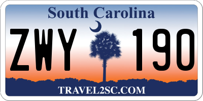 SC license plate ZWY190