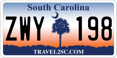 SC license plate ZWY198