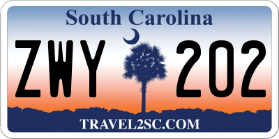 SC license plate ZWY202