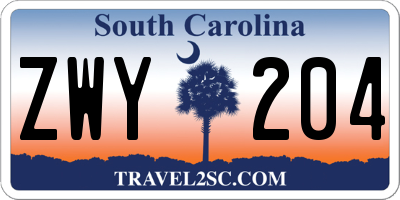 SC license plate ZWY204
