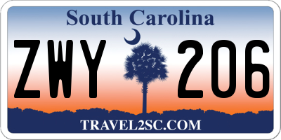 SC license plate ZWY206