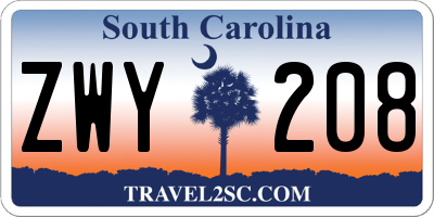SC license plate ZWY208