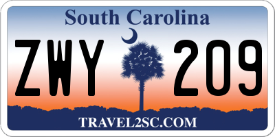 SC license plate ZWY209