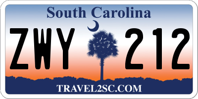 SC license plate ZWY212