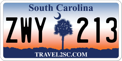 SC license plate ZWY213