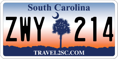 SC license plate ZWY214