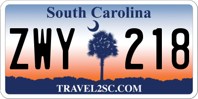 SC license plate ZWY218