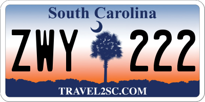 SC license plate ZWY222