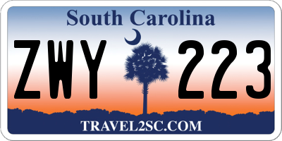 SC license plate ZWY223