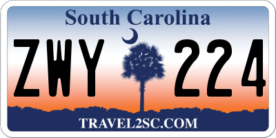 SC license plate ZWY224