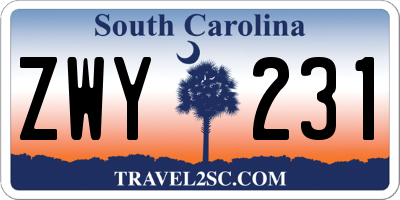 SC license plate ZWY231