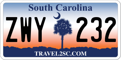 SC license plate ZWY232