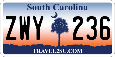SC license plate ZWY236