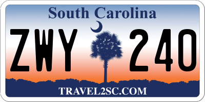 SC license plate ZWY240