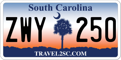 SC license plate ZWY250