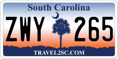 SC license plate ZWY265