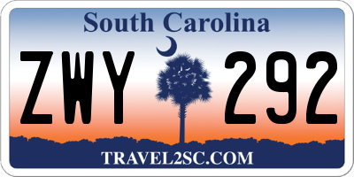 SC license plate ZWY292
