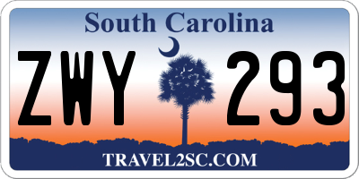 SC license plate ZWY293
