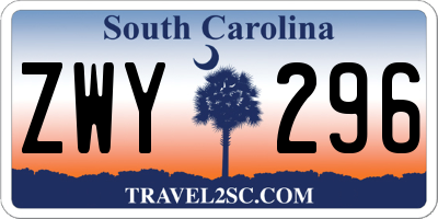 SC license plate ZWY296