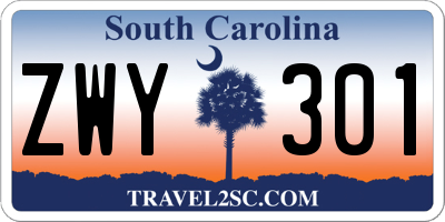 SC license plate ZWY301