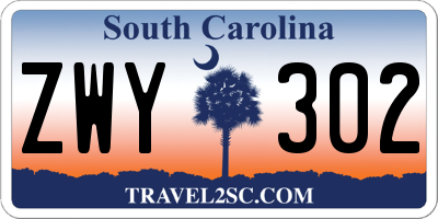 SC license plate ZWY302