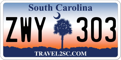SC license plate ZWY303