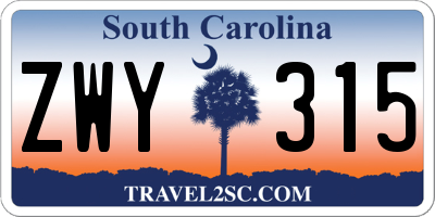 SC license plate ZWY315
