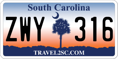 SC license plate ZWY316