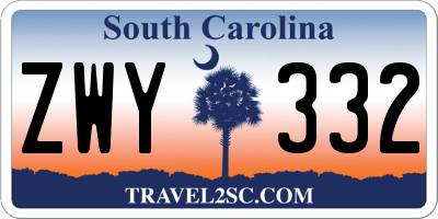 SC license plate ZWY332