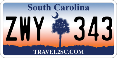 SC license plate ZWY343