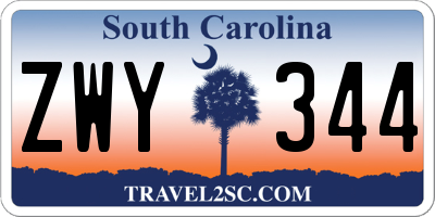 SC license plate ZWY344