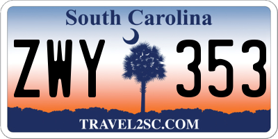 SC license plate ZWY353