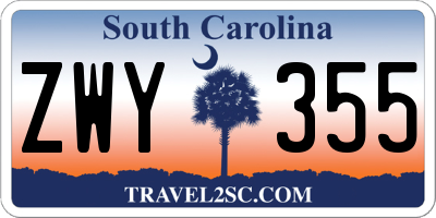 SC license plate ZWY355